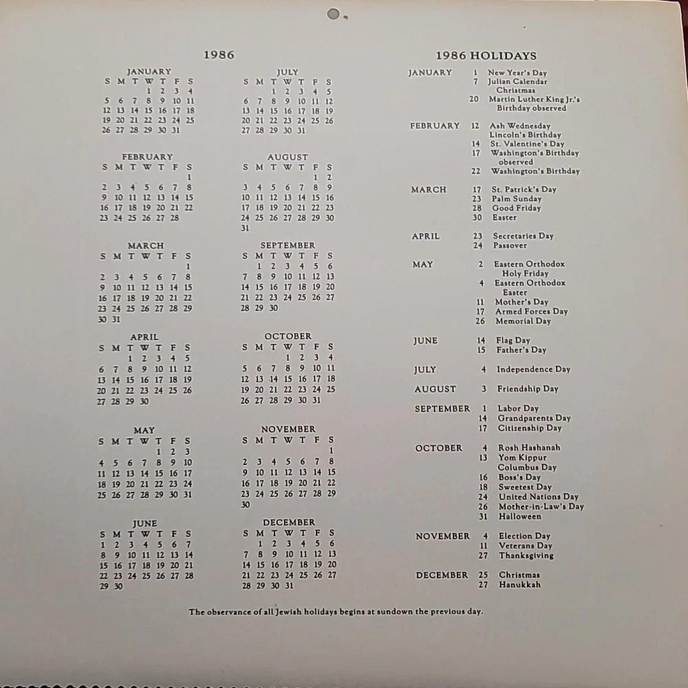 Vintage 1986 Hallmark Rainbows Calendar‎ Preloved